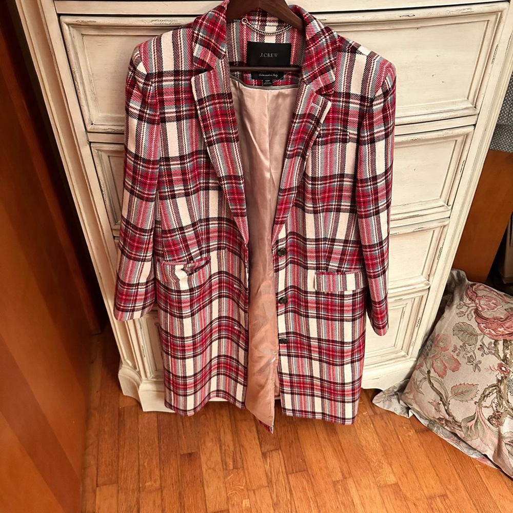 J. Crew Women's Red, Blue, and White Plaid Blazer